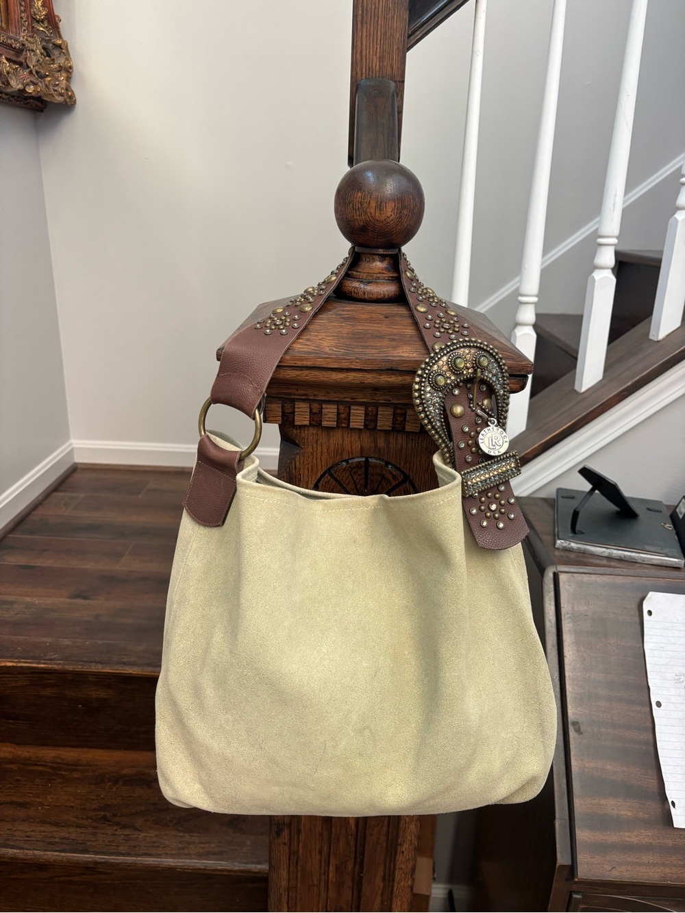 Y2K Leatherock USA studded bling hobo bag purse light green
